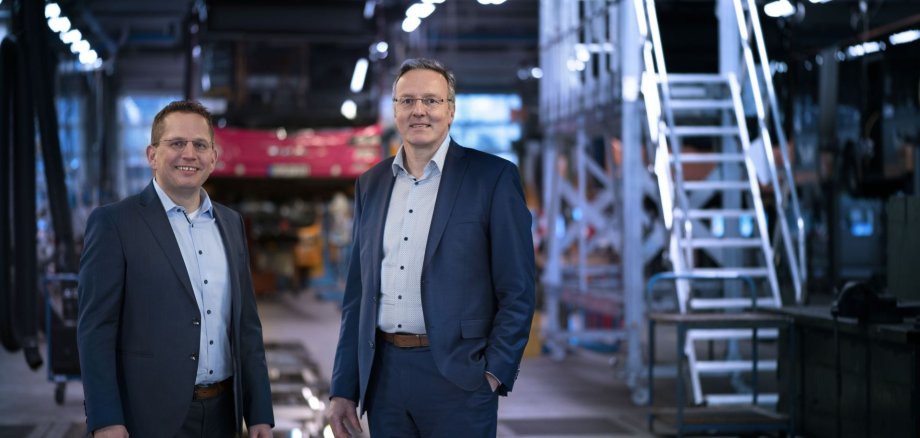 Portrait der beiden koveb-Geschäftsführer Lars Hörnig und Hansjörg Kunz