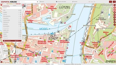 Altstadt Ausschnitt des Stadtplans Koblenz 