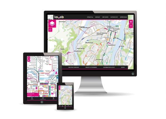 Bildschirm, Tablet, Handy mit interaktivem Liniennetzplan