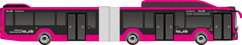 Grafik eines koveb Gelenkbusses mit Gasantrieb