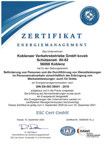 Zertifikat Energiemanagement