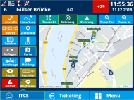 die Bedienoberfläche der Ticketbox zeigt einen Ausschnitt des Stadtplans zur Navigation und Engstellenüberwachung