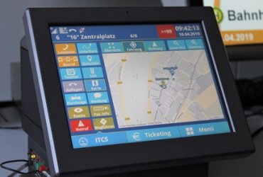 die Bedienoberfläche der Ticketbox zeigt einen Ausschnitt des Stadtplans zur Navigation und Engstellenüberwachung