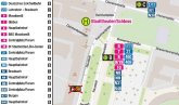 Umgebungsplan der Bushaltestelle Stadttheater/Schloss während der Bauzeit