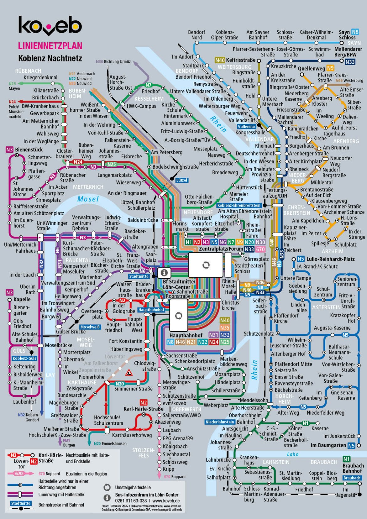 Liniennetzplan Nacht Koblenz 2026 Liniennetzplan für die Nachtbusse in Koblenz
