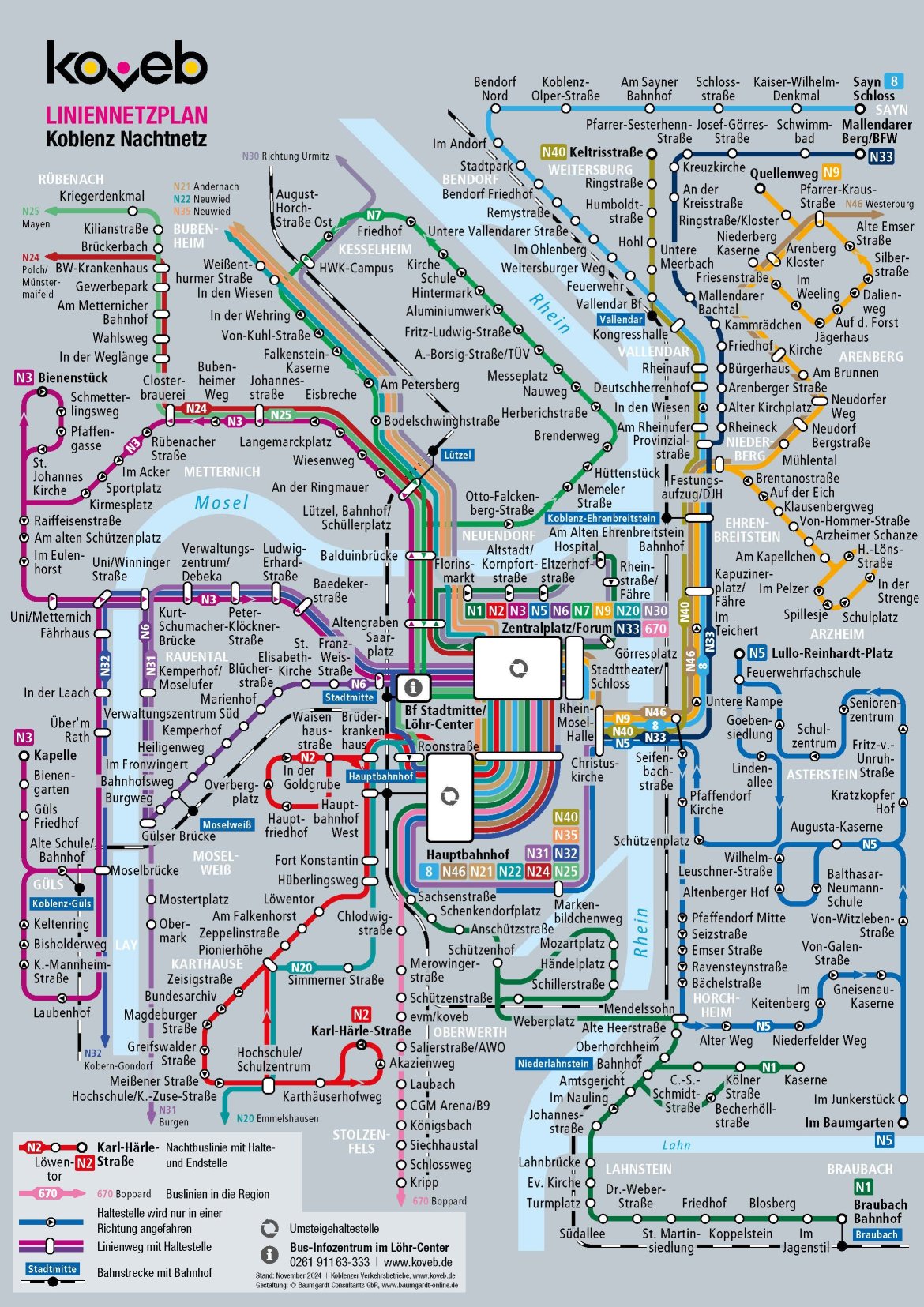 Liniennetzplan Koblenz Nachtnetz 2024 Liniennetzplan Koblenz Nachtnetz 2024