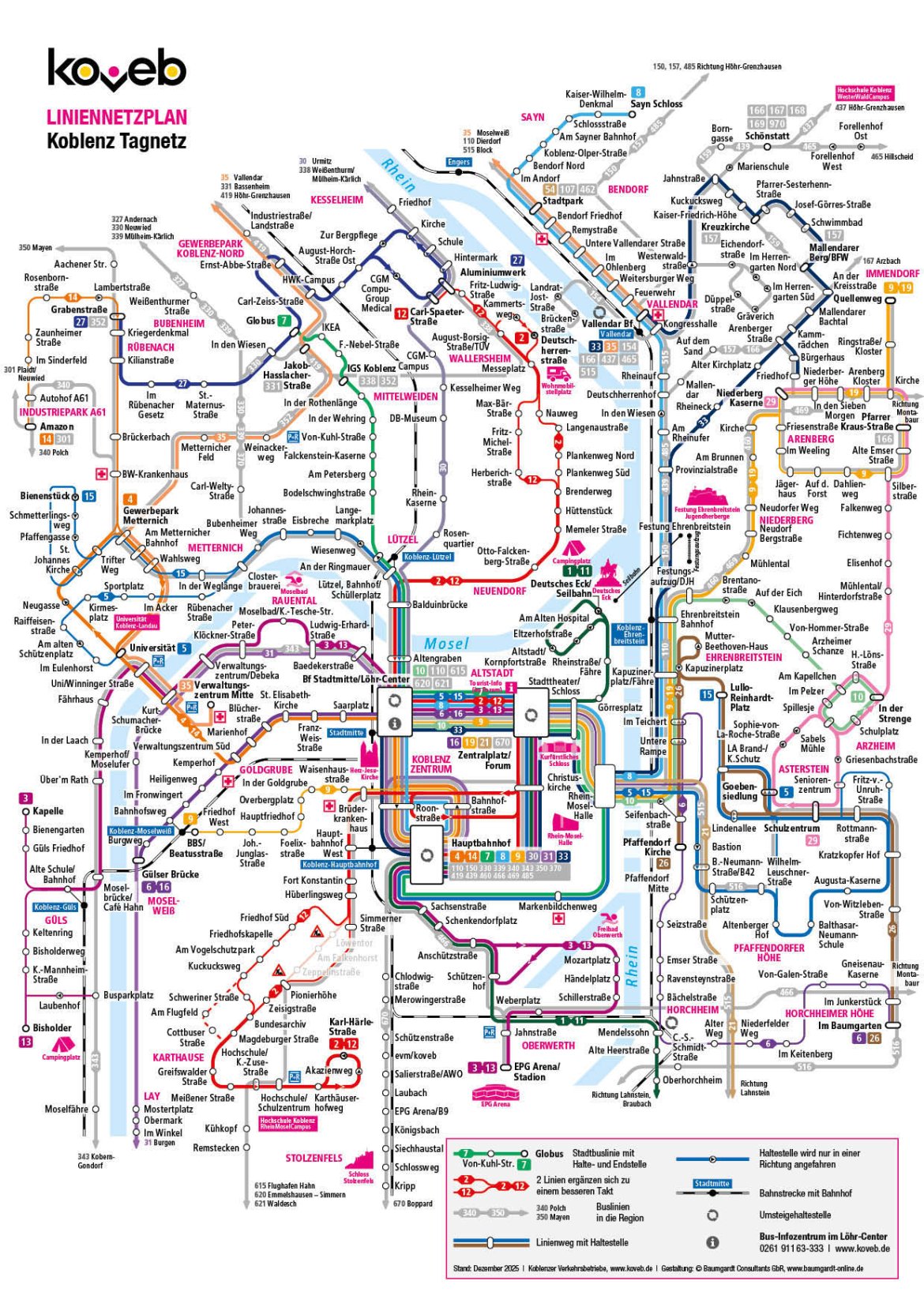 Liniennetzplan Tag Koblenz 2026 Liniennetzplan für das Tagnetz in Koblenz 2026